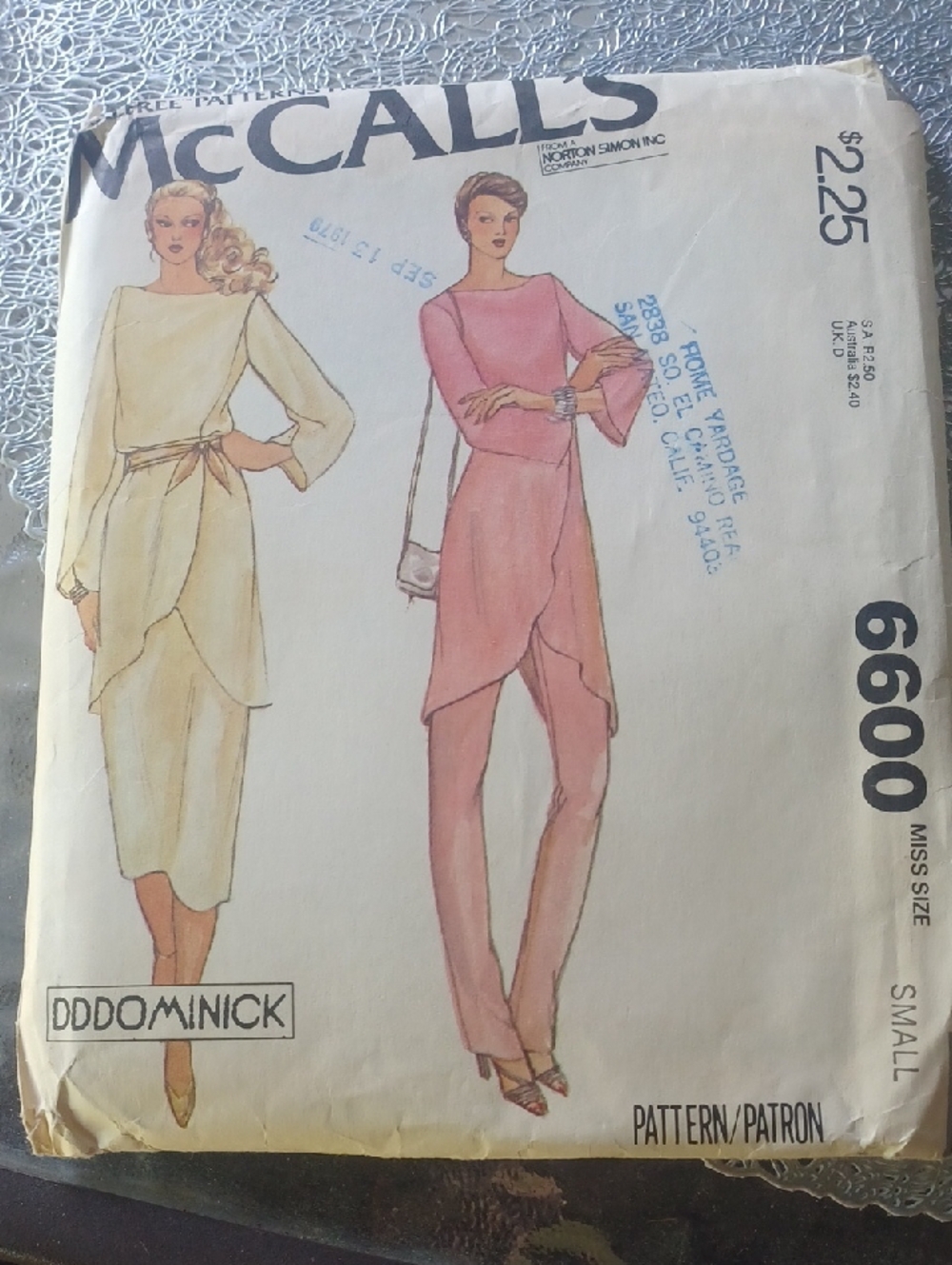 Vintage McCall's  Pattern, Tunic. Pant and Skirt. Size Small